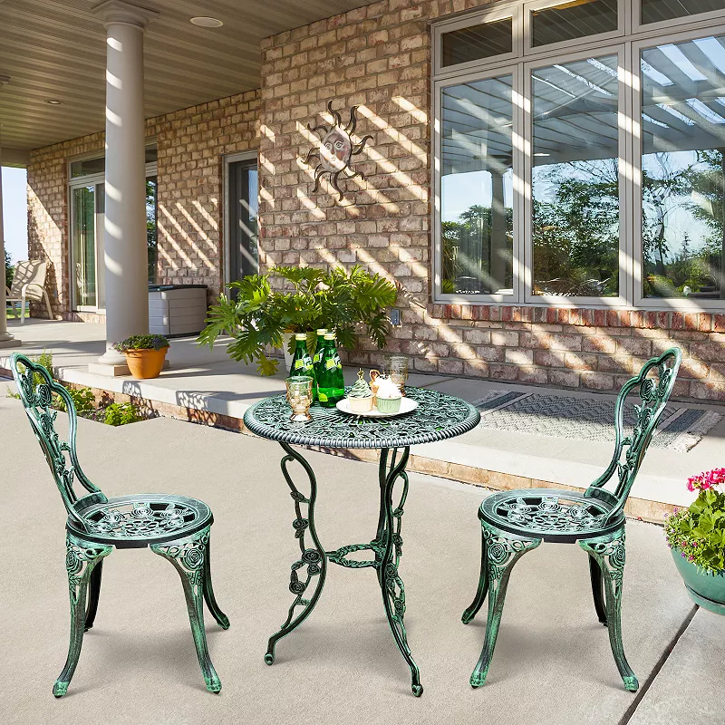 Outdoor Cast Aluminum Patio Furniture Set With Rose Design