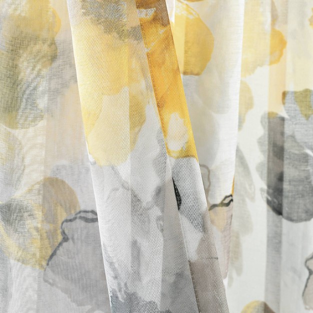 Sheer Leah Curtain Panels Yellow gray Lush D cor