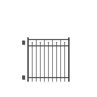 Barrette Outdoor Living Brilliance Standard-Duty 4 ft. W x 4 ft. H Black Aluminum Straight Pre-Assembled Fence Gate 73009525