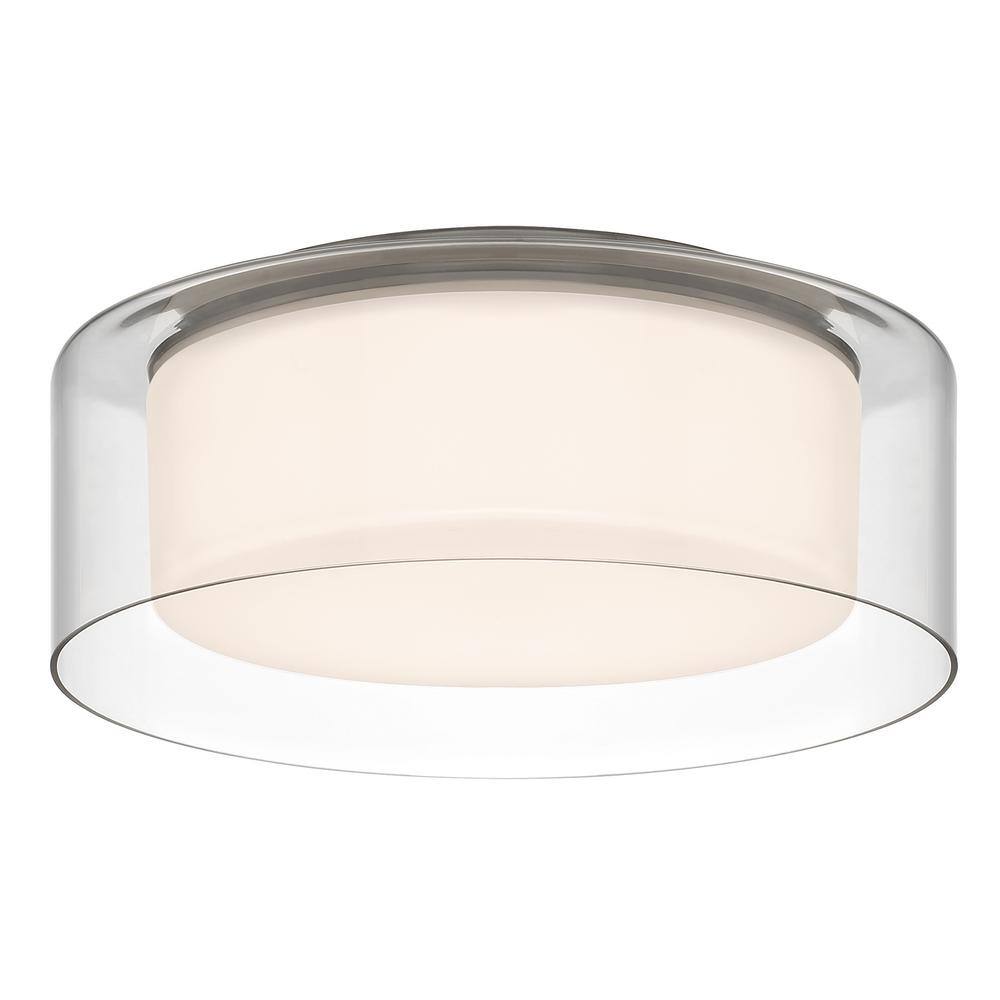 Home Decorators Collection Denning 13 in. Brushed Nickel Smart Voice Controlled CCT and RGB Color Selectable LED Flush Mount Powered by Hubspace HB3800-35