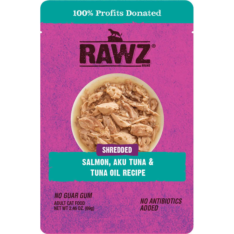 Rawz Shredded Salmon， Aku Tuna， and Tuna Oil Recipe Cat Food