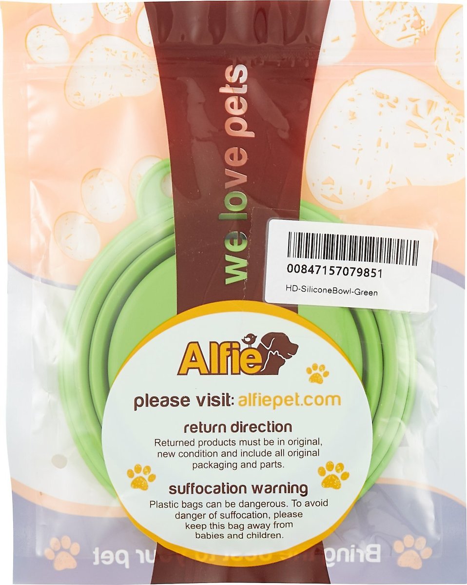 Alfie Pet Collapsible Non-Skid Silicone Travel Dog and Cat Bowl， 1.5-cup