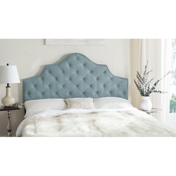 SAFAVIEH Arebelle Sky Blue Upholstered Tufted Headboard - Silver Nailhead (Full) - - 9989374