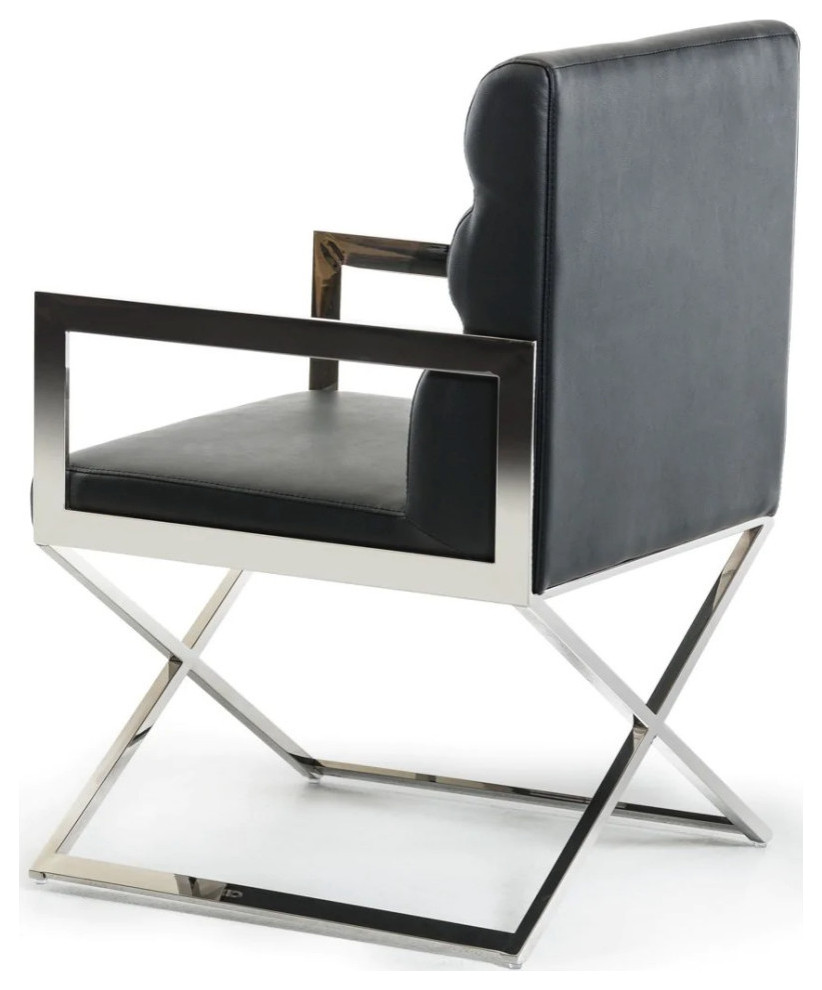 Nik Modern Black Leatherette Dining Chair  Set of 2   Contemporary   Dining Chairs   by V.S.D Furniture  Houzz