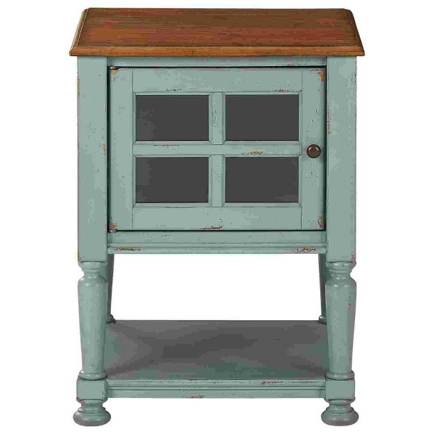 Lattice Door Front Wooden Accent Cabinet Brown teal Benzara