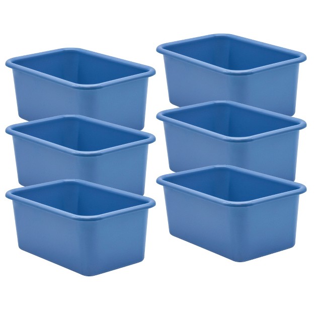 Teacher Created Resources Slate Blue Small Plastic Storage Bin Pack Of 6