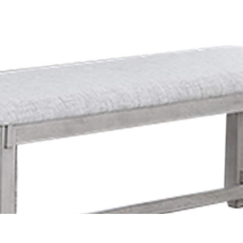 Peter 50 Inch Dining Bench  Fabric Upholstery  Cushioned  Driftwood Gray