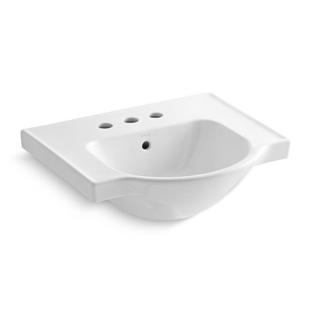 KOHLER Veer 21 in. Vitreous China Pedestal Sink Basin in White K-R5247-4-0