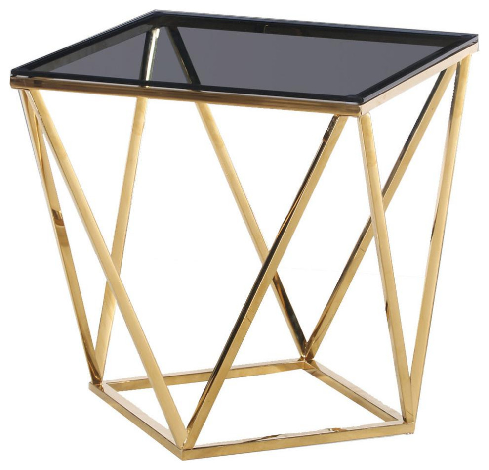 Angled Square Smoked Glass End Table   Contemporary   Side Tables And End Tables   by BisonOffice  Houzz