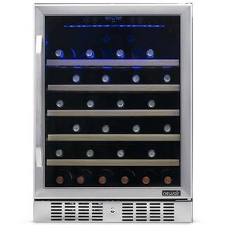 NewAir Single Zone 52-Bottle Built-In Wine Cooler Fridge w Precision Digital Thermostat  Beech Wood Shelves - Stainless Steel AWR-520SB