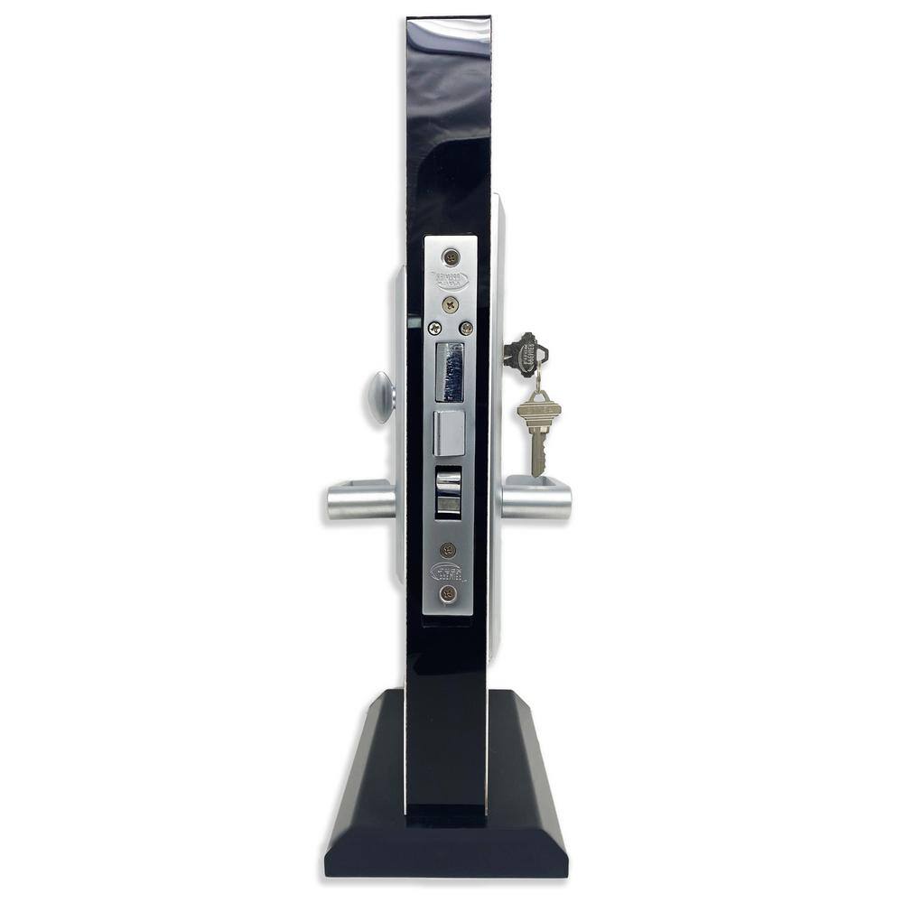 Premier Lock Satin Chrome Mortise Entry Handle Right Hand Lock Set with 2.5 in. Backset and 2 SC1 Keys MR03D