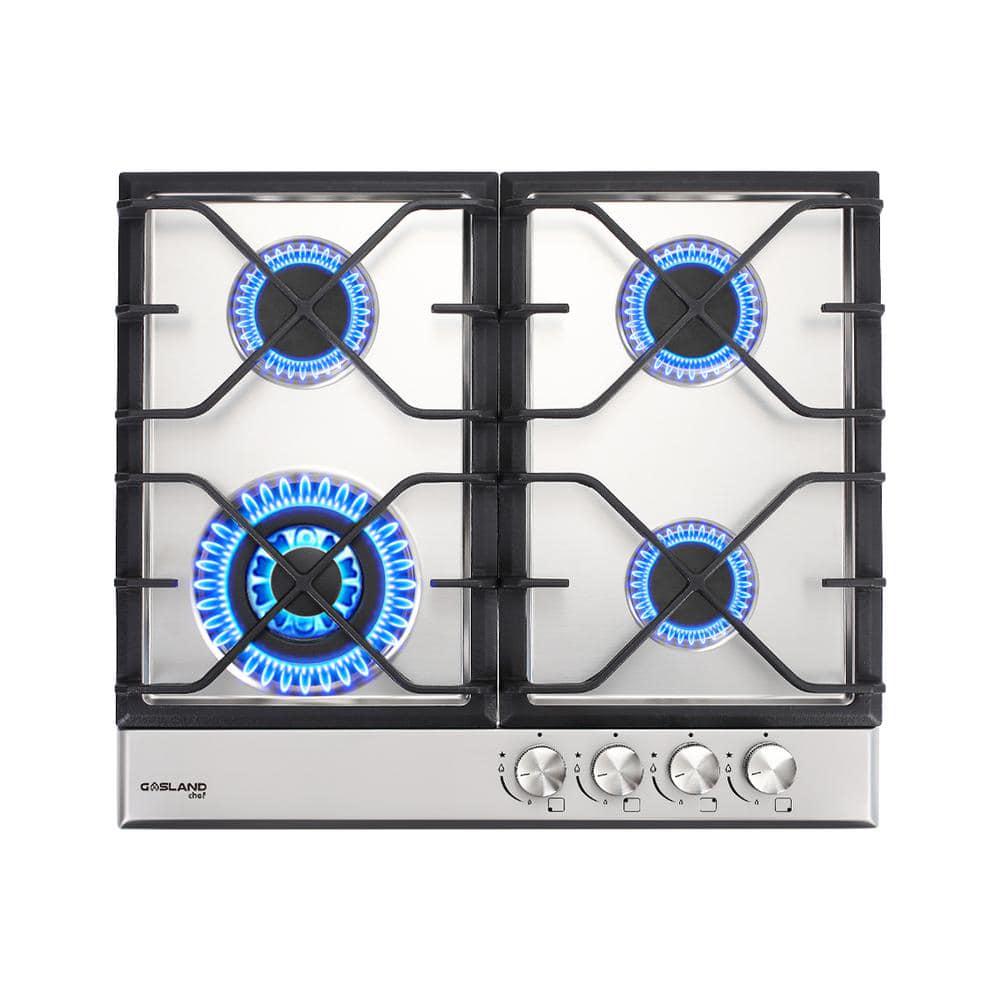 GASLAND Chef 24 in Builtin Gas Stove Top LPG Natural Gas Cooktop in Stainless Steel with 4Sealed Burners ETL