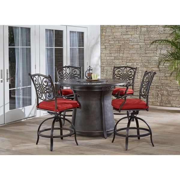 Hanover Traditions 5pc. Barheight Fire Pit Dining Set