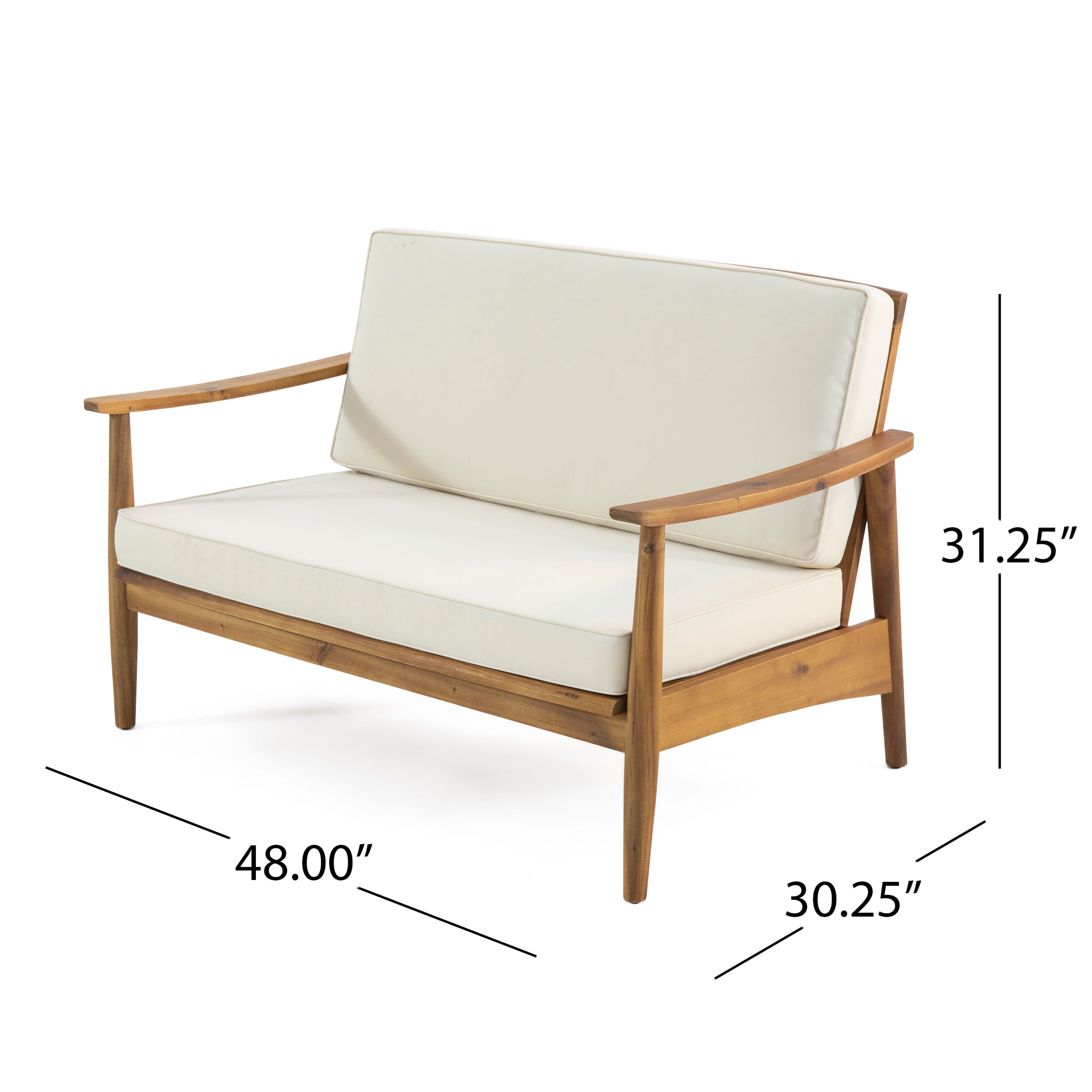 Emmry Outdoor Acacia Wood Loveseat Set with Coffee Table