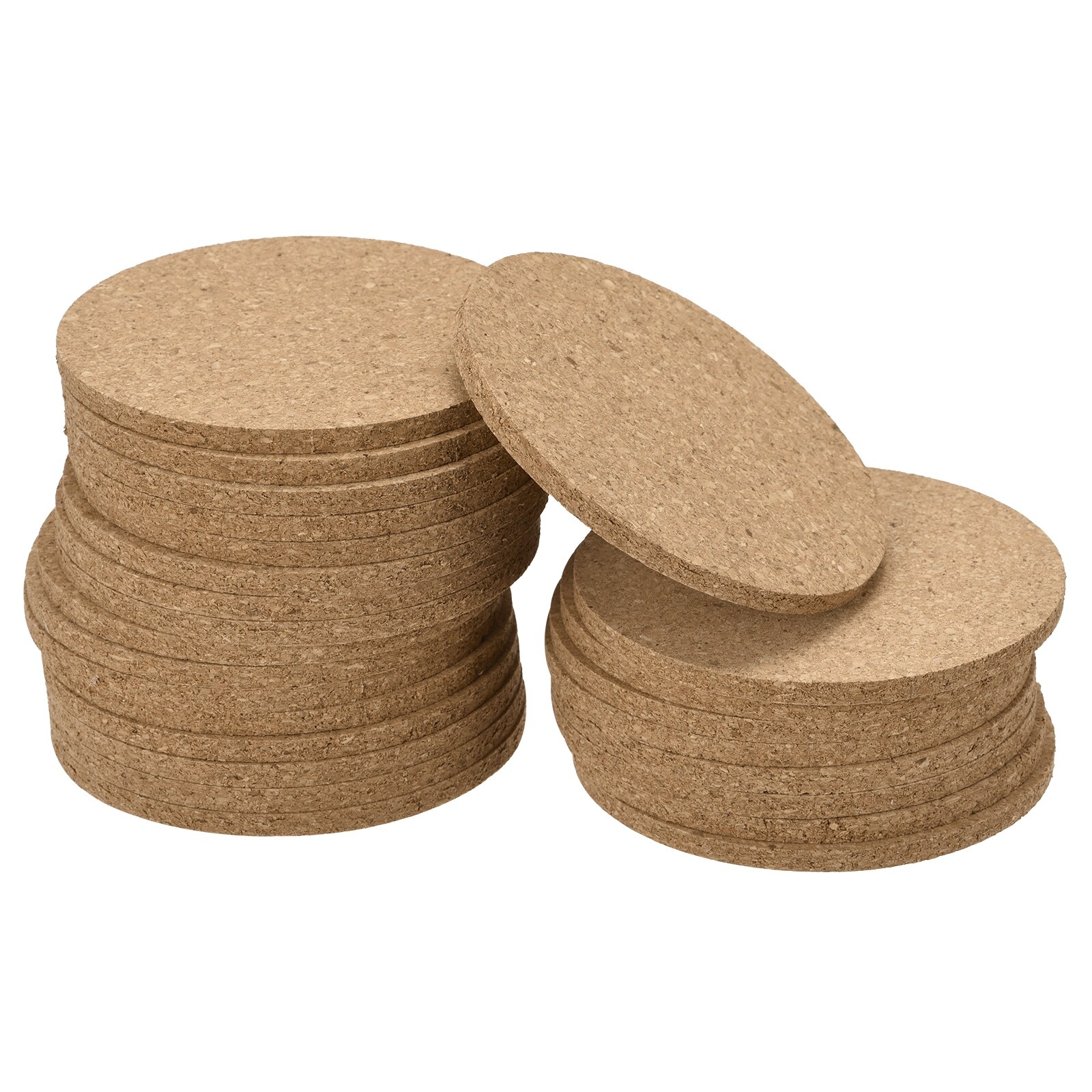 100mm Round Coasters 5mm Thick Cork Cup Mat Pad for Tableware 25pcs - Wood