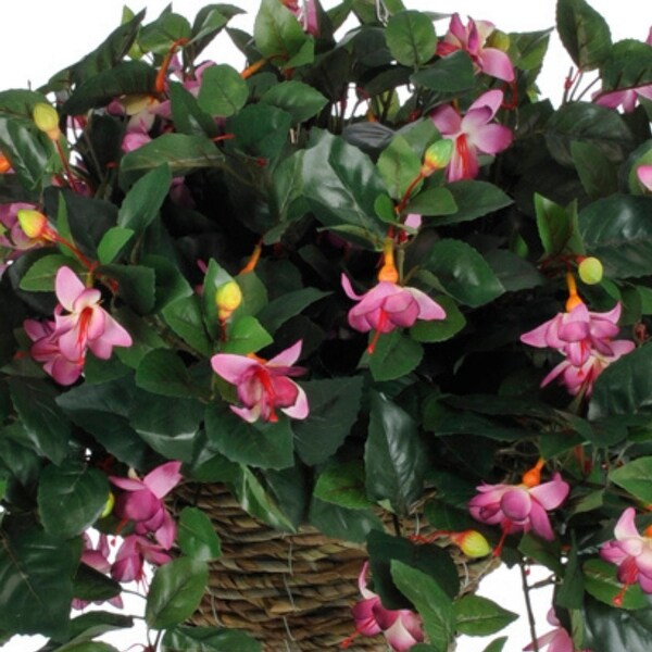 Faux Pink Fuchsia Flower Hanging Basket