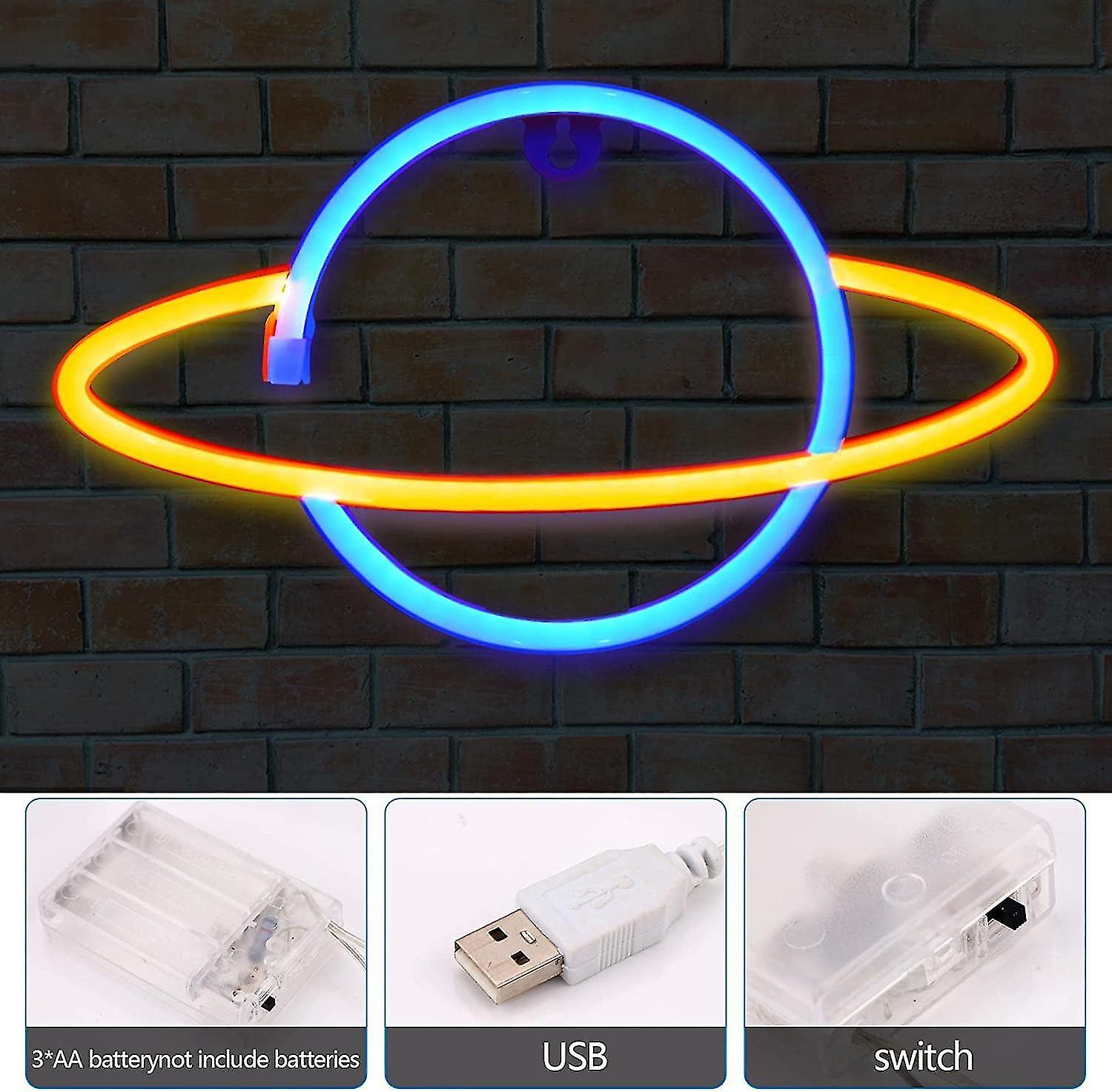 Led Neon Sign Planet Neon Light Cloud Lightning Led Wall Light Wall Decor Battery/usb Powered