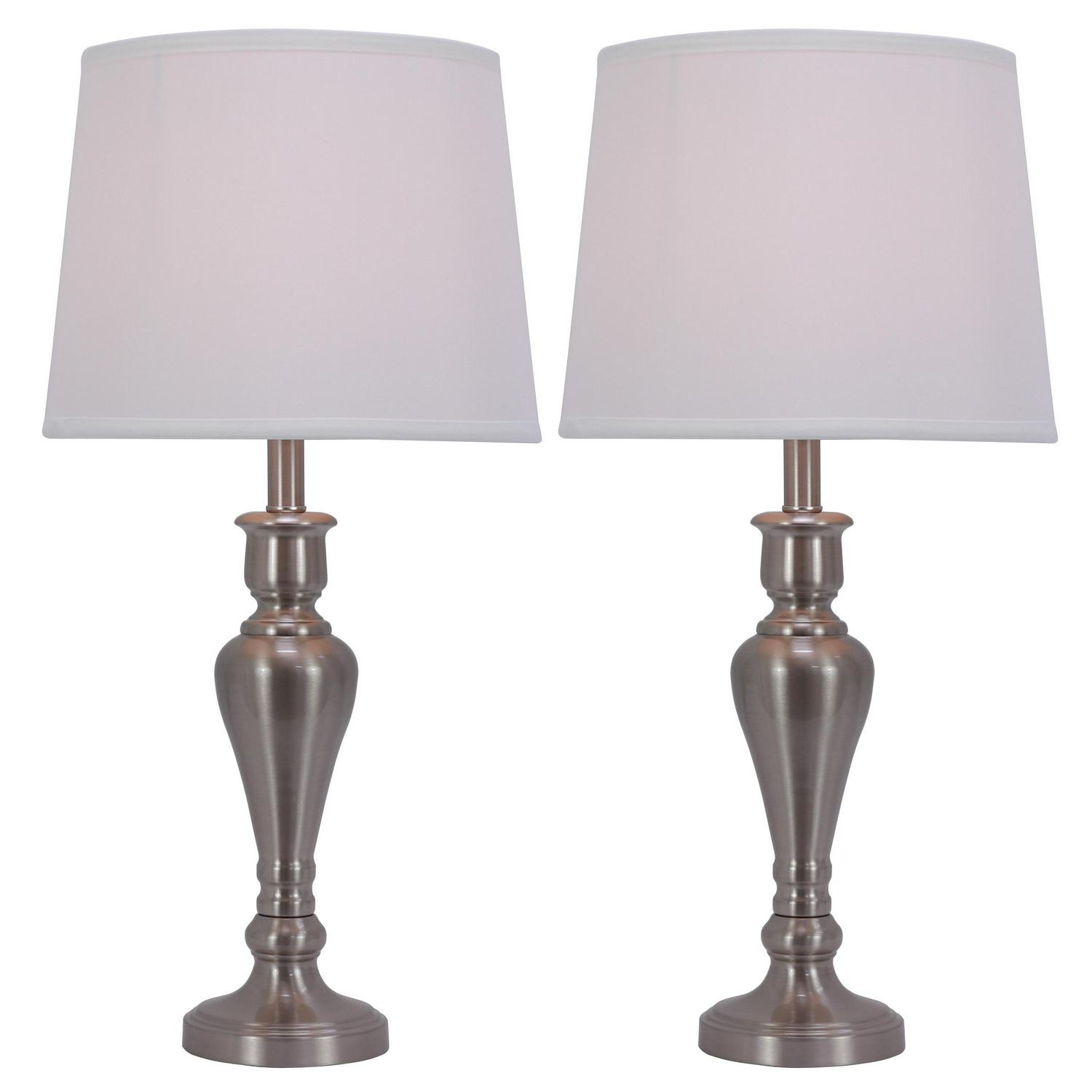 Decor Therapy Marie Brushed Nickel Metal Touch Table Lamps， Set of 2