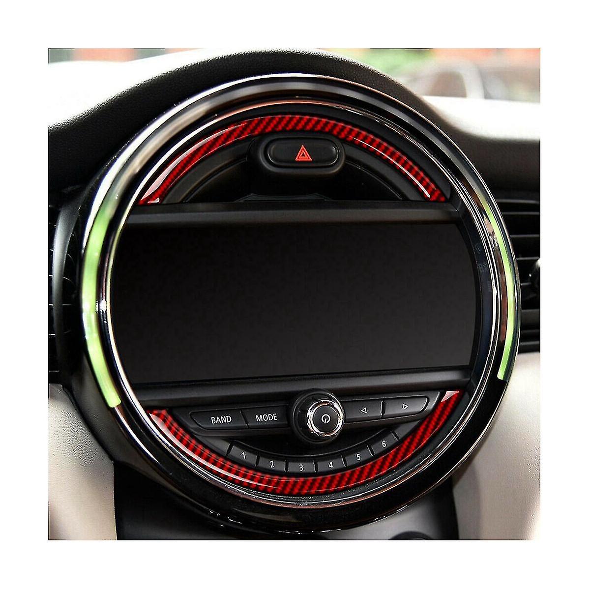 For F55 F56 2014- Console Navigation Screen Frame Trim Red Real Carbon Fiber