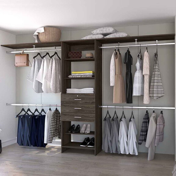 Brentwood 3 Drawer 4 Shelf Closet System Dark Waln...