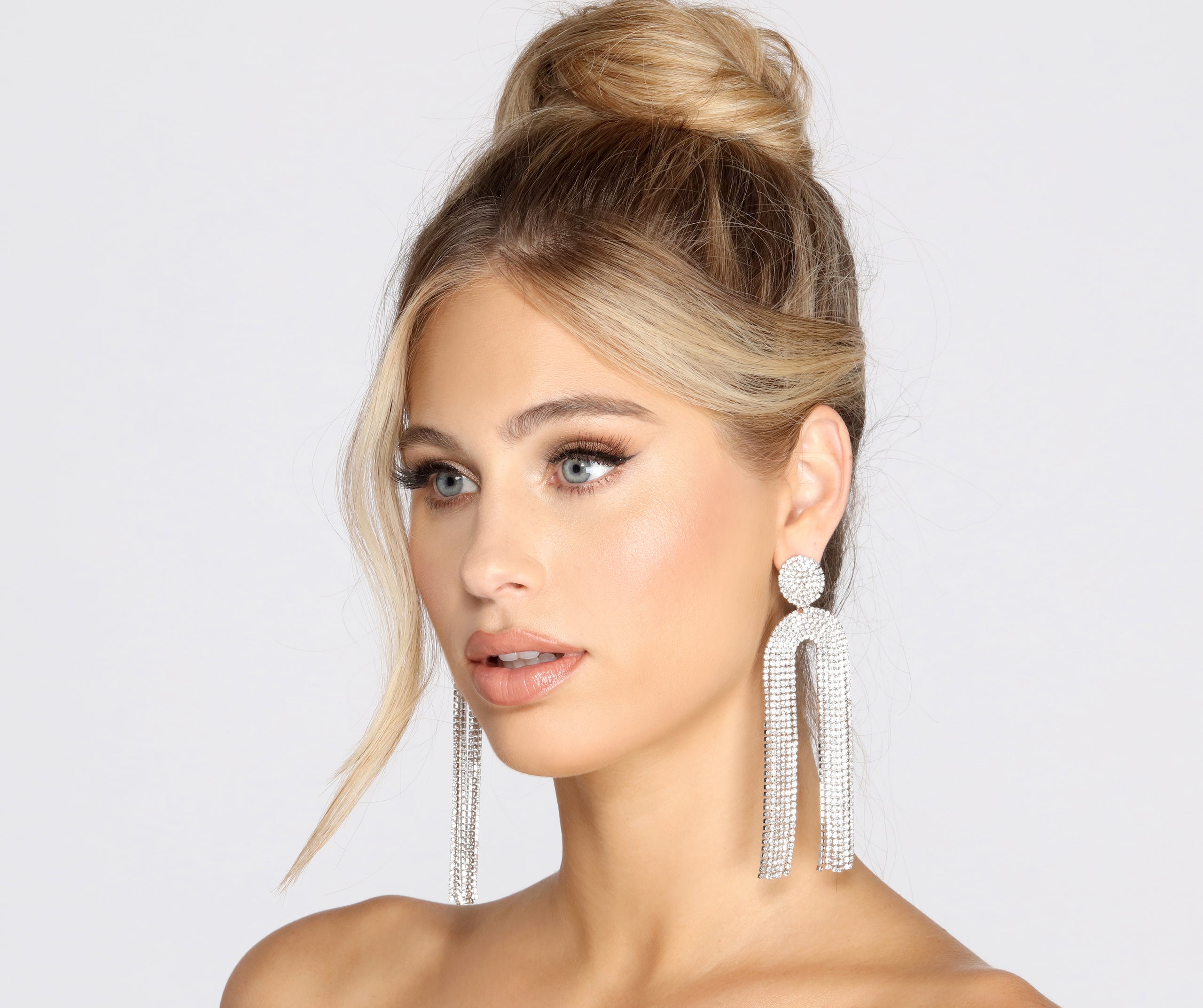 Stargazing Rhinestone Fringe Earrings