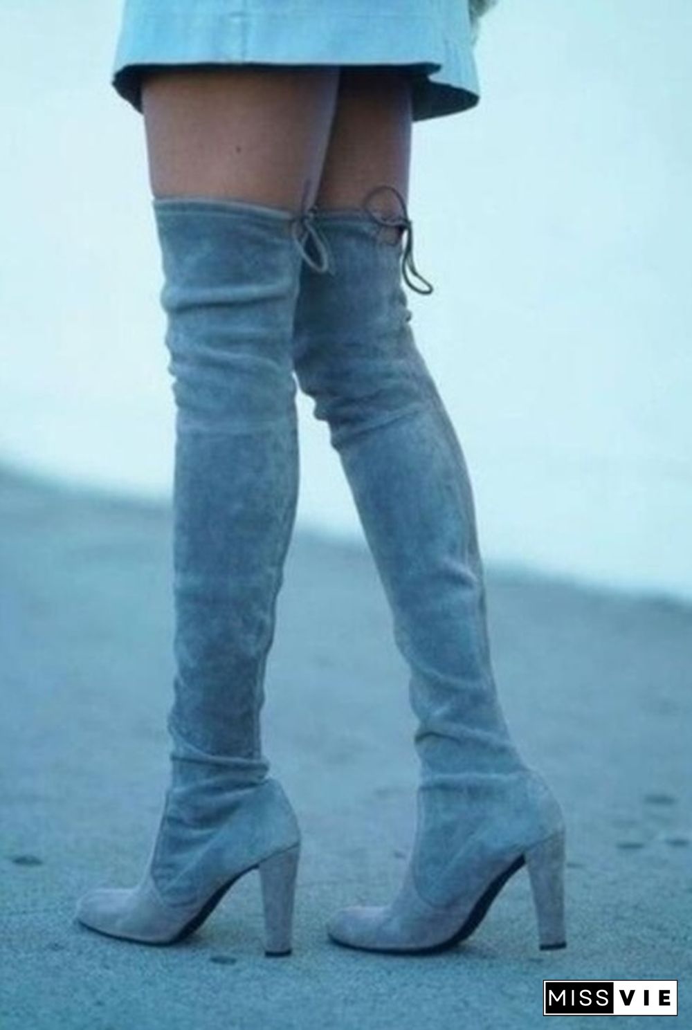 New Fashion Women Stretch Lace Up Slim Thigh High Boots Boots Ladies Over The Knee Winter Boots Botas Feminina High Heels Shoes