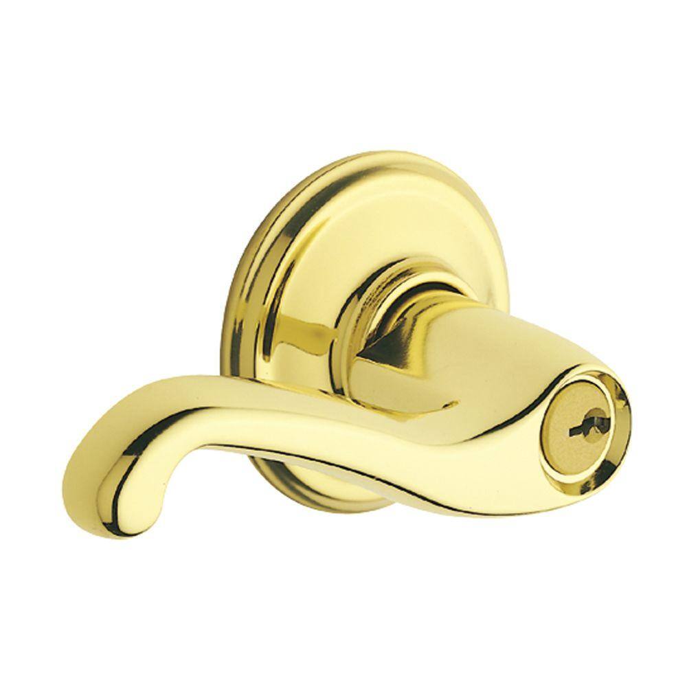 Schlage Flair Bright Brass Classic Keyed Entry Door Handle F51 FLA 505 605