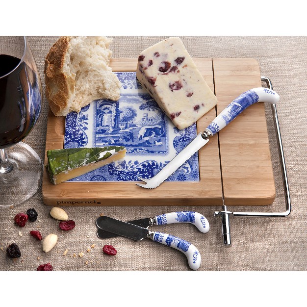 Spode Blue Italian Cheese Knife amp 6 Spreaders Blue white