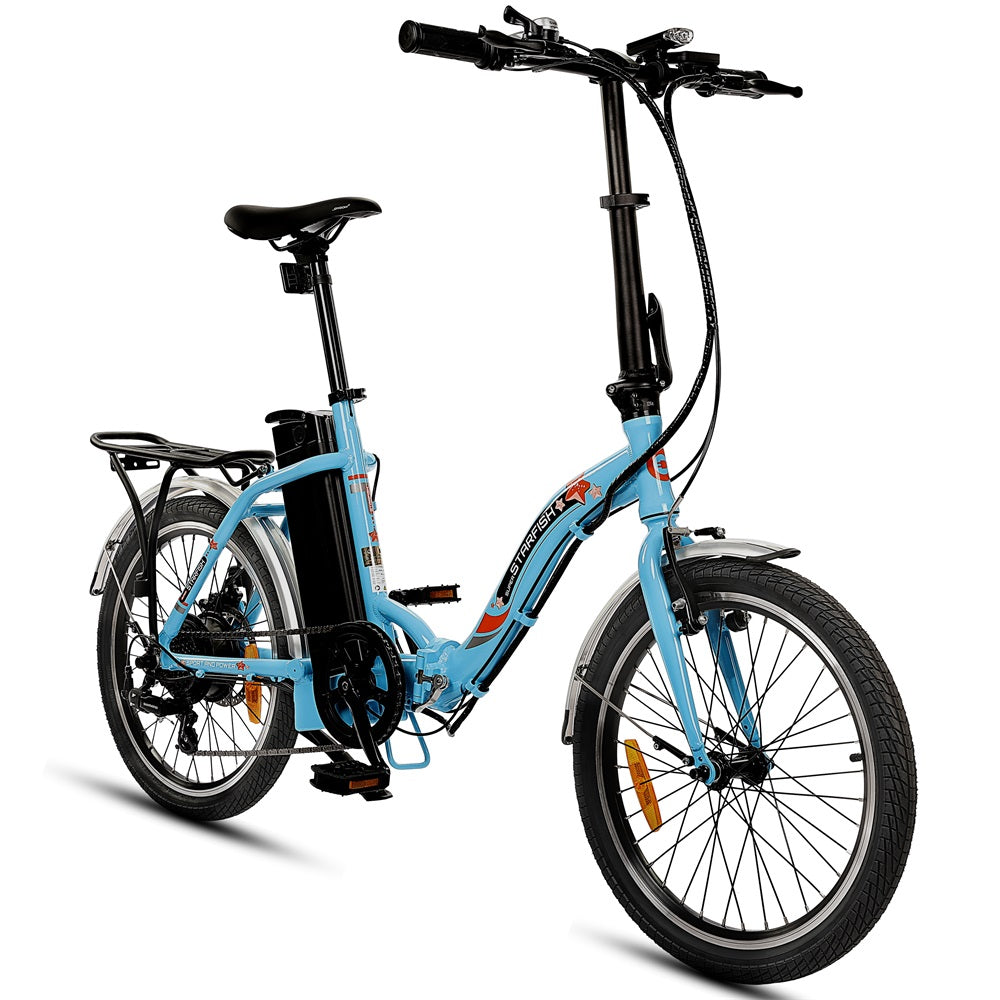 Ecotric Starfish Lightweight Folding & Easy To Carry Long Distance Step Thru Electric Bike For Shorter Commute, Leisure, and Trail Riders