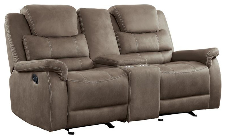 Lexicon Shola Transitional Microfiber Double Glider Reclining Love Seat in Gray   Contemporary   Loveseats   by Homesquare  Houzz