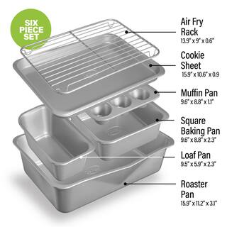 Gotham Steel StackMaster 6-Piece Light Grey Carbon Steel Nonstick Space Saving Stackable Bakeware Set 8104