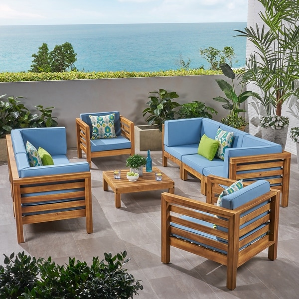 Oana Outdoor 8seat Acacia Sofa and Club Chair Set by Christopher Knight Home