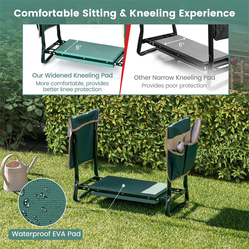 Portable Folding Garden Kneeler and Seat with 2 Tool Pouches & EVA Foam