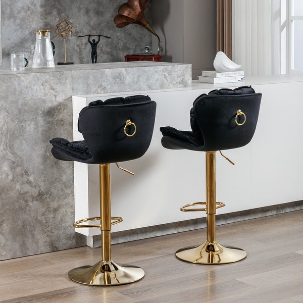 Velvet Counter Height Swivel Adjustable Bar Stools Set of 2