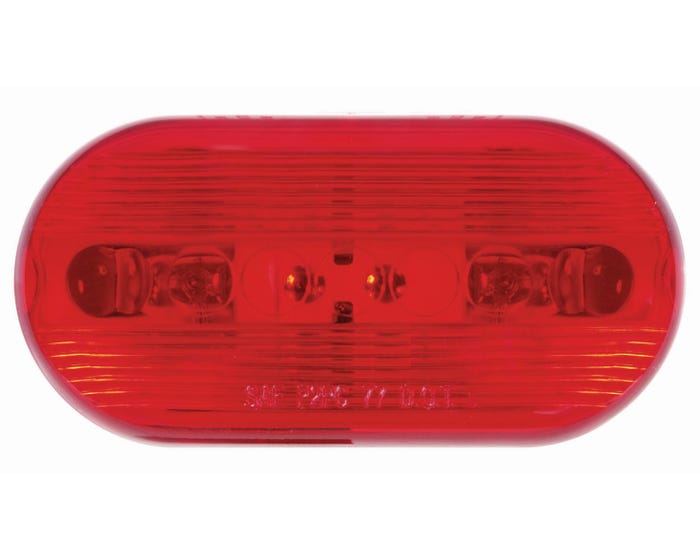 Red Oblong Surface Mount Dual Bulb Marker/Clearance Light; Pc Rated