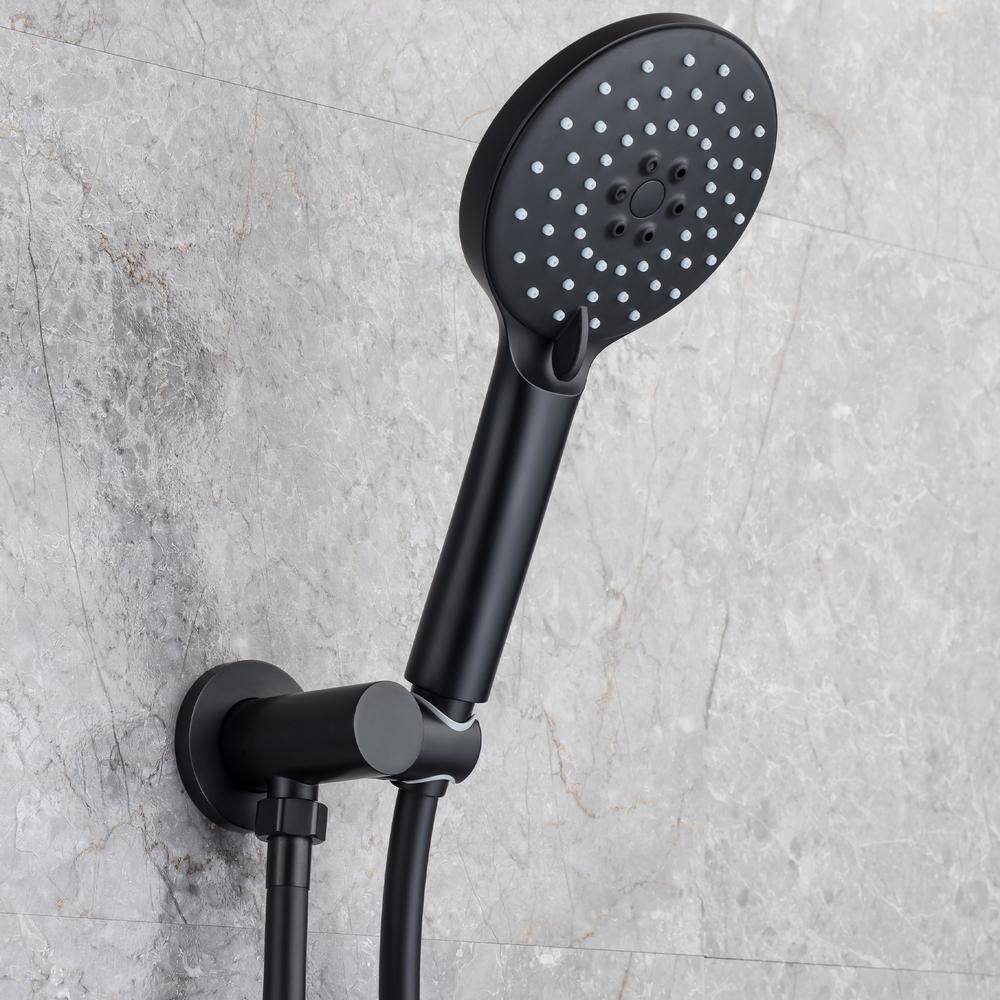 Tahanbath Single Handle 3-Spray High Pressure Tub and Shower Faucet Combo with Tub Spout in Matte Black (Valve Included) W1194-D96203H-ZQ