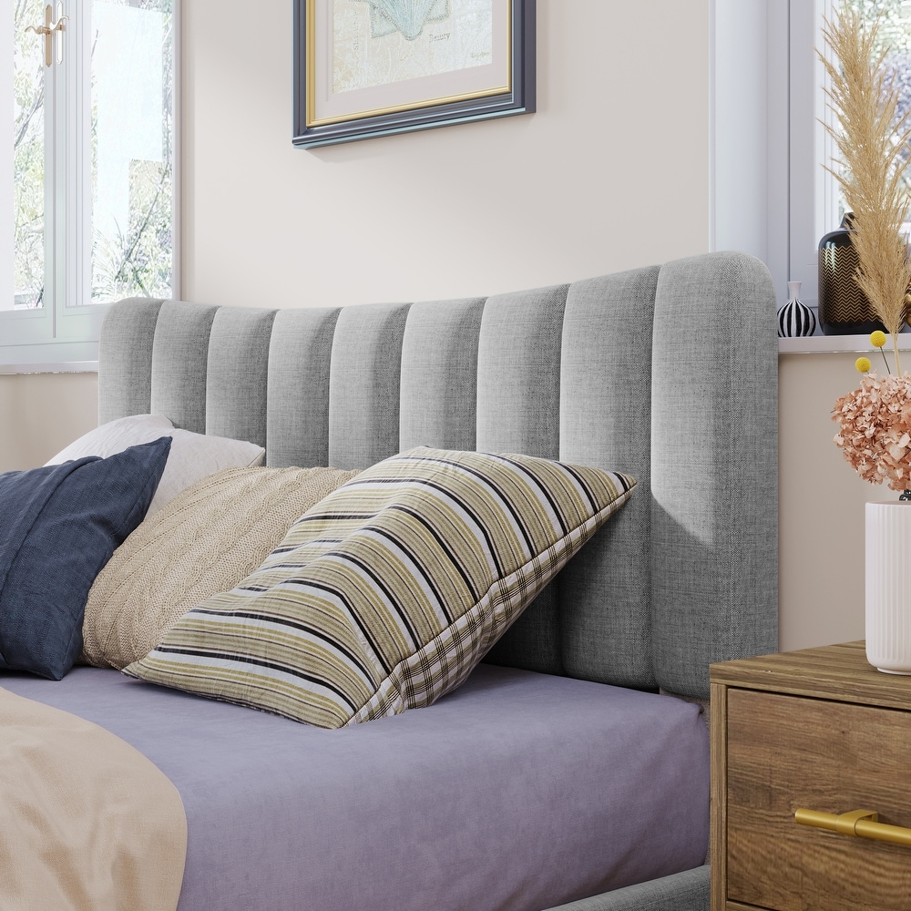 Full Platform Bed Frame with Vertical Channel Tufted Headboard