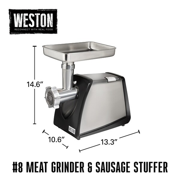 Weston #8 650 Watt Electric Meat Grinder and Sausage Stuffer