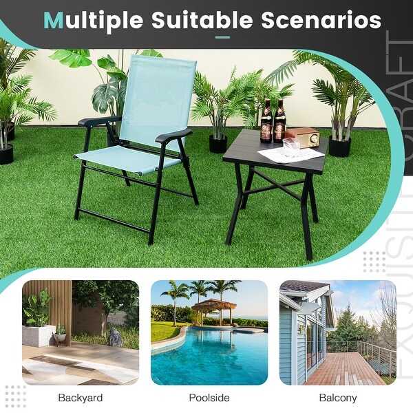 Gymax Set of 2 Patio Folding Chairs Outdoor Portable Pack Lawn Chairs