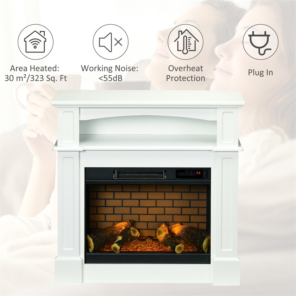 Electric Fireplace with Mantel  Freestanding Heater with LED Log Flame
