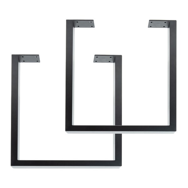 PIPE DECOR Matte Black Steel Modern Square Living Room Table Legs Set of 2