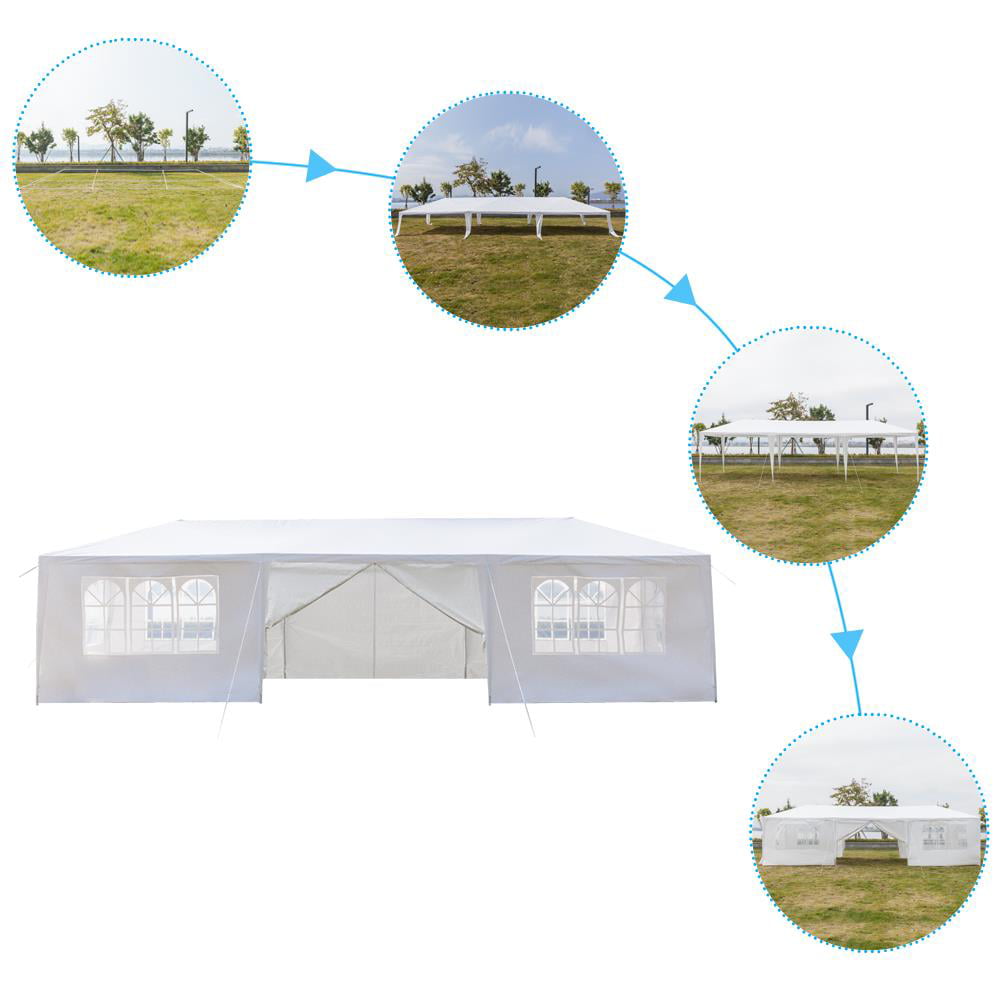 UBesGoo 10' x 30' Canopy Waterproof Party Tent Outdoor Tent 8 Sides White