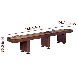 Hathaway Challenger 14 ft. Shuffleboard Table w Walnut Finish Hardwood Playfield Storage Cabinets BG1218