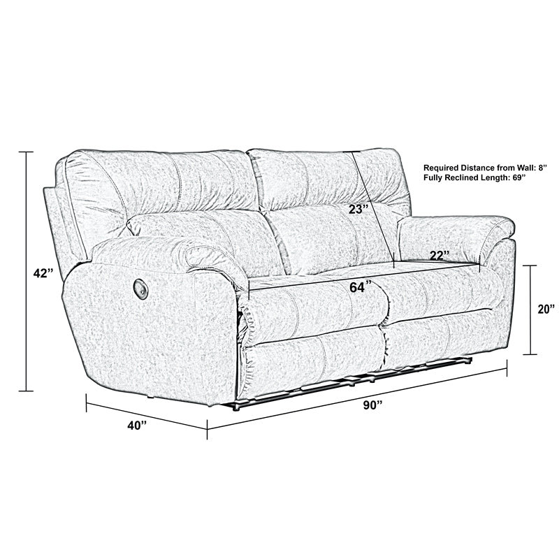 Catnapper Thompson Power Reclining Sofa in Brown Polyester Fabric