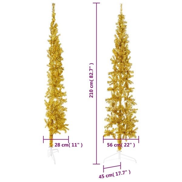 vidaXL Christmas Tree Decoration Slim Artificial Half Xmas Tree with Stand