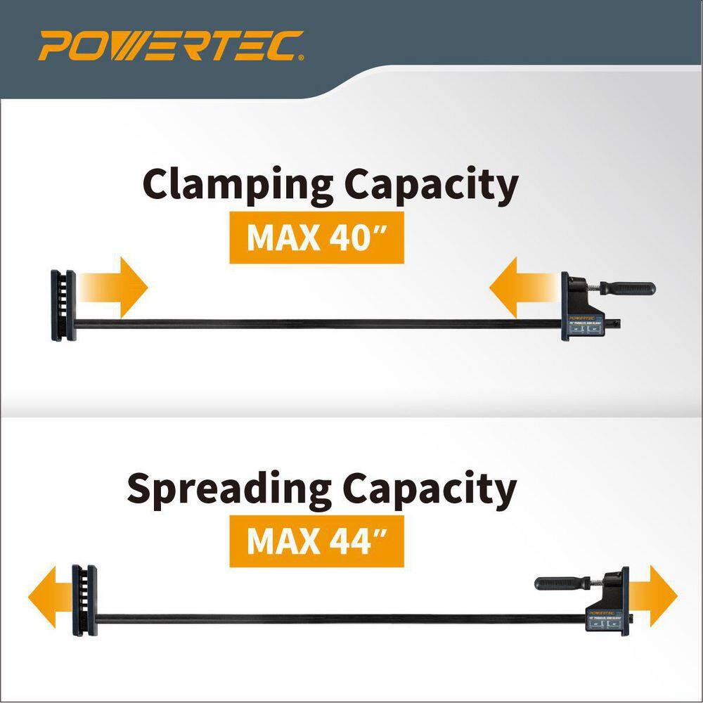 POWERTEC 40 in. Woodworking Parallel Clamps Jaw Bar Clamp Spreader Tool Set (8-Pack) 71602-P4