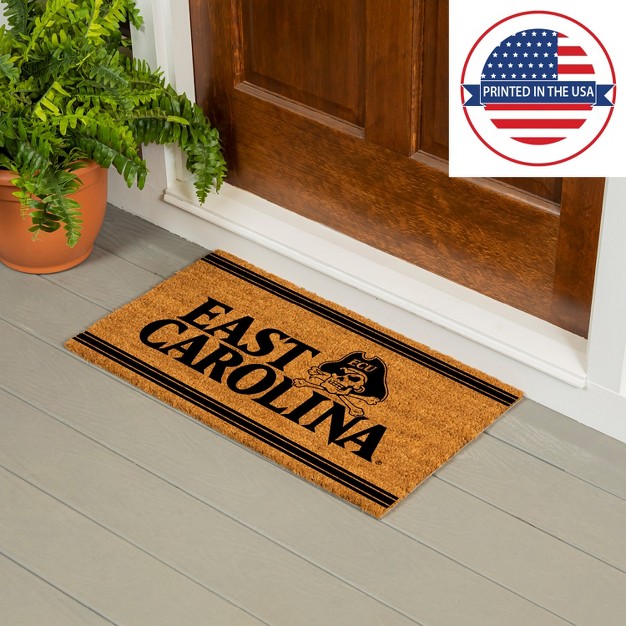 Evergreen East Carolina University Logo Turf Mat Brown 28 X 16 Inches Indoor Outdoor Doormat