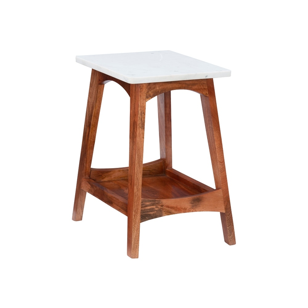 Perley Marble and Wood Side Table