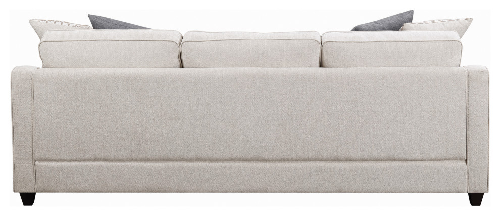 L Shaped Fabric Sectional With Reversible Chaise and Tapered Legs  Cream   Transitional   Sectional Sofas   by VirVentures  Houzz