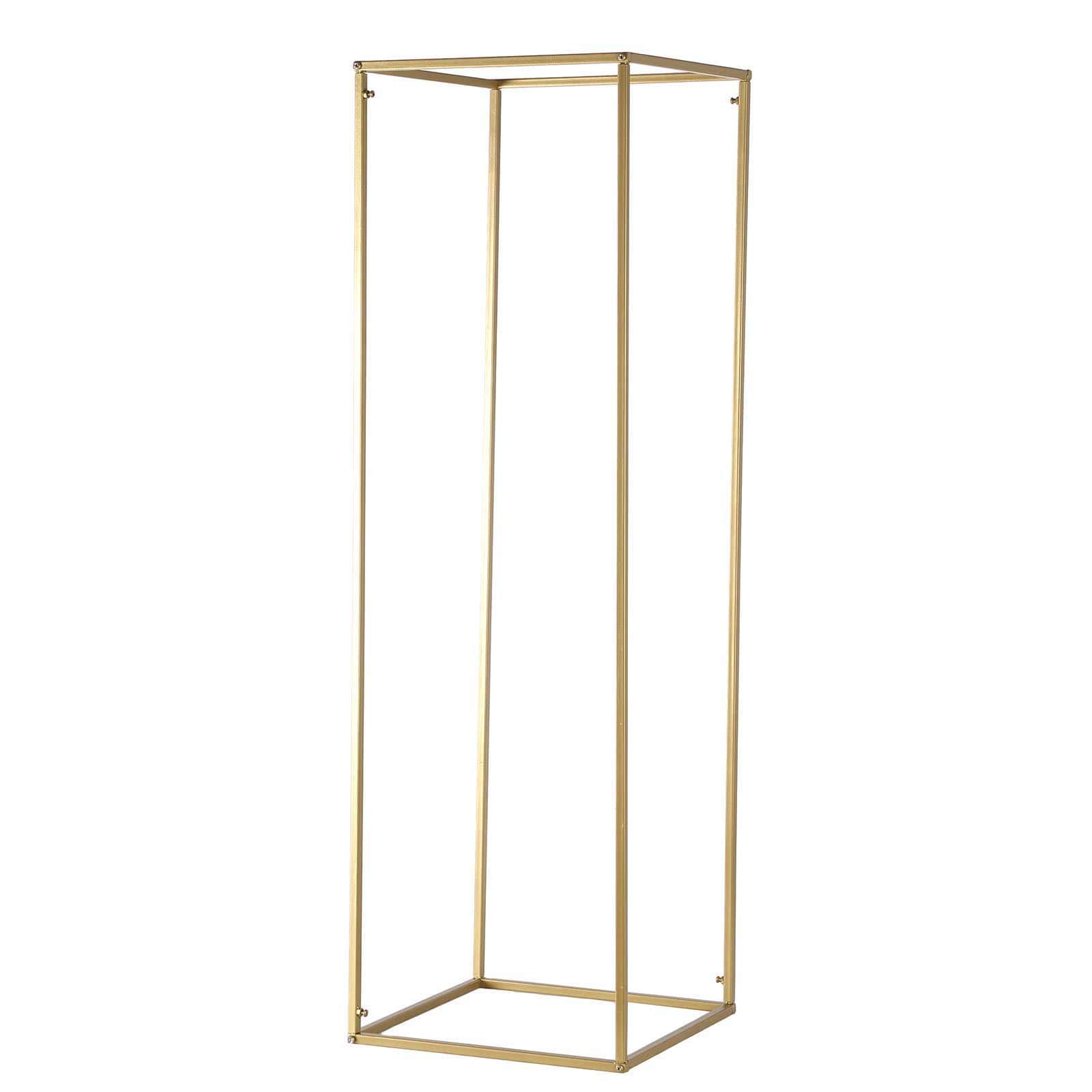 2 Pack Rectangular Gold Metal Wedding Flower Stand, Geometric Column Frame Centerpiece 40